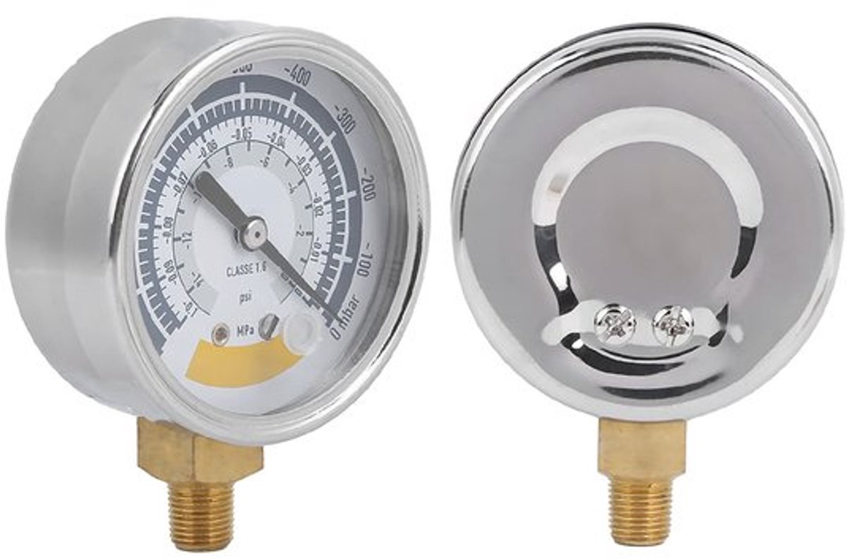 Vacuümpomp Manometer Nauwkeurig - Drukmeter 0-14 psi - Roestvrij Staal - Duurzaam - Transparante Afdekking - Breed Toepassingsgebied