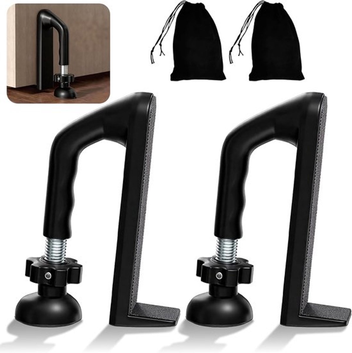 SnelShoppen - 2 Pcs Draagbare Deurstoppers - Inbraakbeveiliging - Aluminium Legering - Verstelbare Reislok - Veiligheid voor Thuis en Slaapkamer - Voo