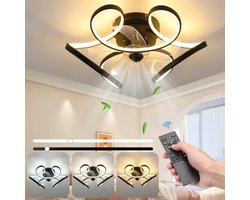 Ventilator Plafondlamp - Dimbaar Met Afstandsbediening - Smart Lamp - Wit - 6 Standen - Moderne Ventilator Lamp - 64W