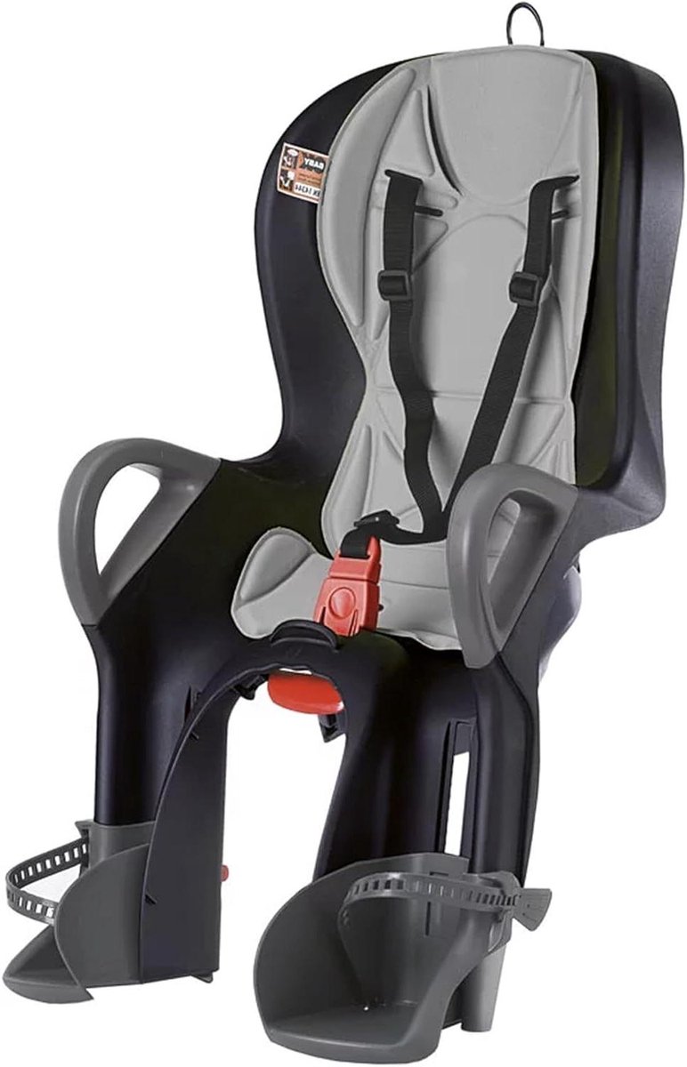 Fietsstoeltje Kinderen - Achterzitje Fiets - Samen Fietsen - Verstelbare Rugleuning - Tot 22kg - Zwart Grijs