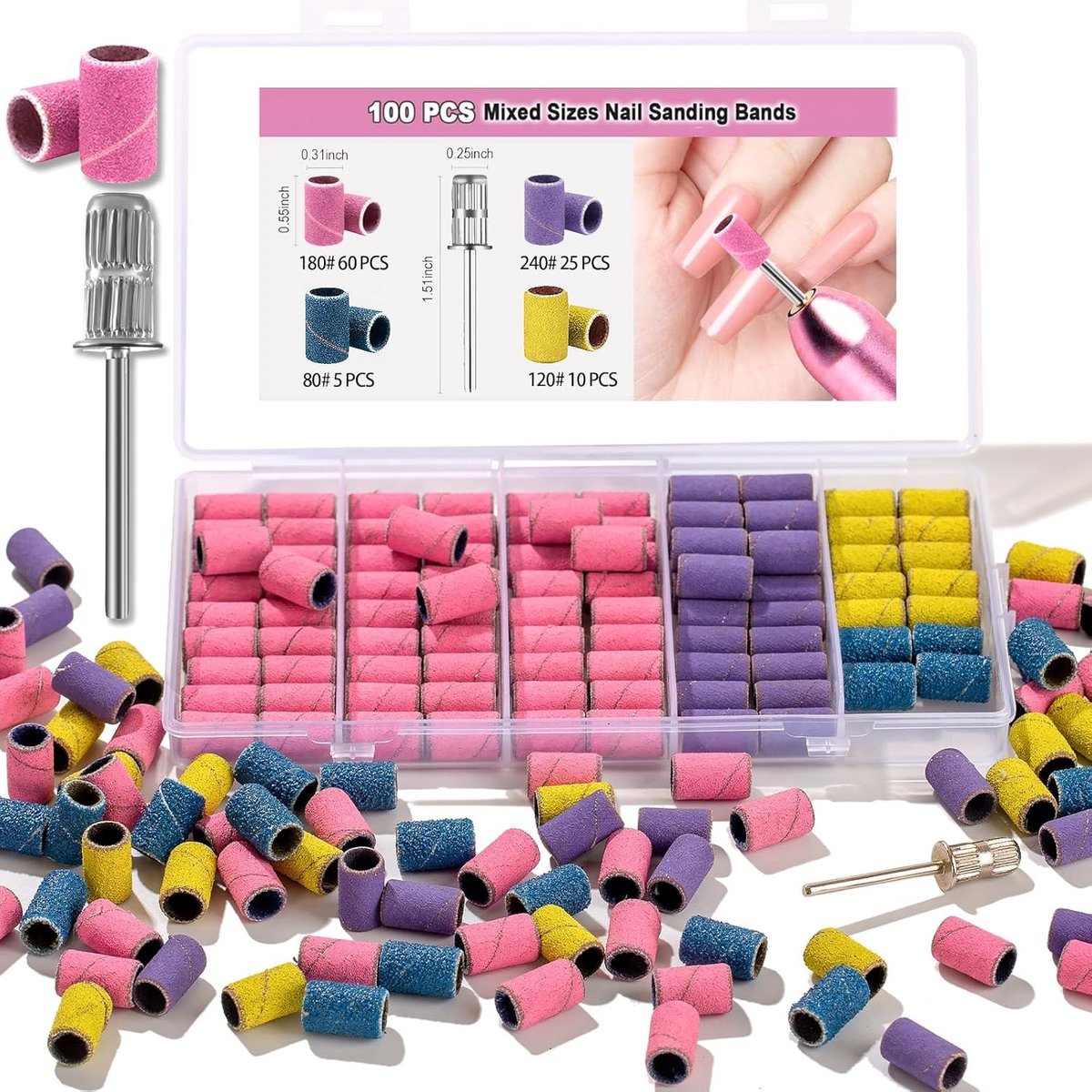 Professionele Nagelvijl Set met 100 Stuks, Perfect voor Gel Nagels, Manicure en Pedicure, Inclusief 4 Granulaties voor Optimaal Gebruik