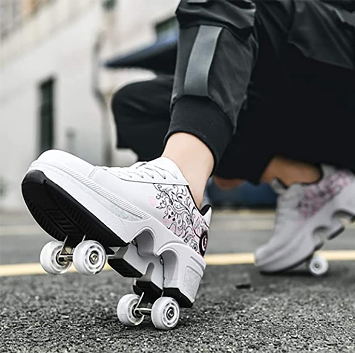 SnelShoppen - LDRFSE Rolschaatsen met Wieltjes, Sport Sneakers voor Kinderen en Vrouwen, Skateboard Schoenen, Ideaal voor Feesten en Buitensport, Meis
