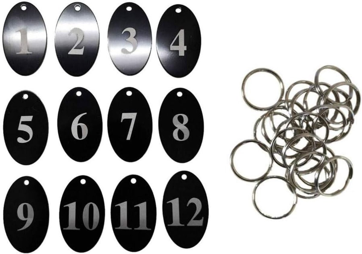 Genummerde Aluminium Tags met Sleutelhanger voor Organisatie en Identificatie (1-100)