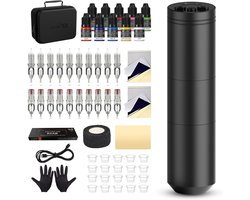 Tatoeage Kit - Machine Set - Professioneel Zetten - Draadloos Digitaal Display - 1500mAh Batterij - Zwart
