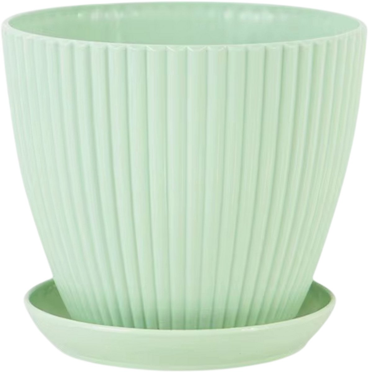 5x Kleine Bloempot met Lade – Kunststof Plantenpot met Zelfbewatering Waterreservoir – Ronde Succulent Pot voor Vetplanten, Kantoor, Tafel en Huis Decoratie - Groen - M 11x10cm