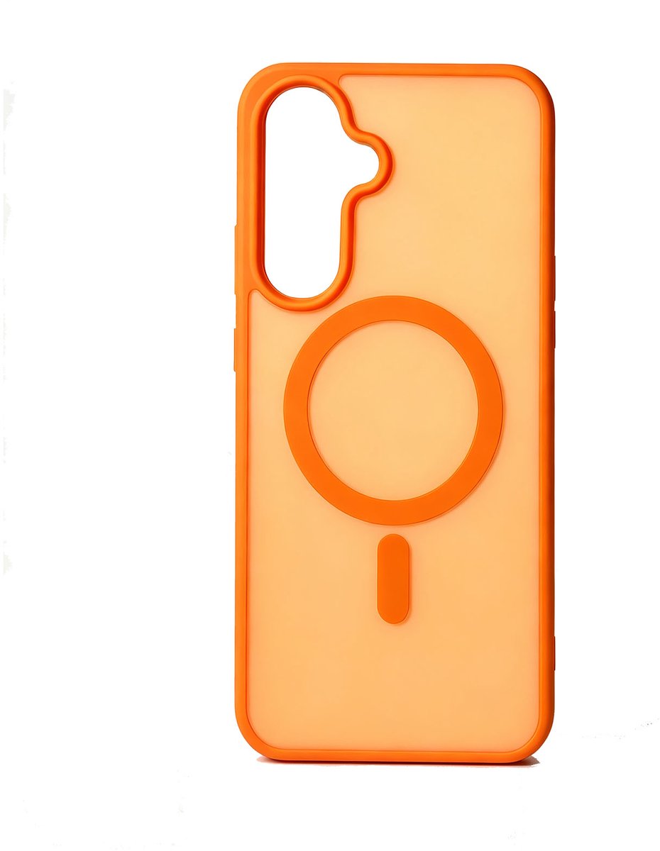 Casemania Hoesje Geschikt voor Samsung Galaxy A27 - Oranje - Matte Armor Magnetische Back Cover - Geschikt voor MagSafe - Val/Stoot Bescherming met Verhoogde Camera Randen