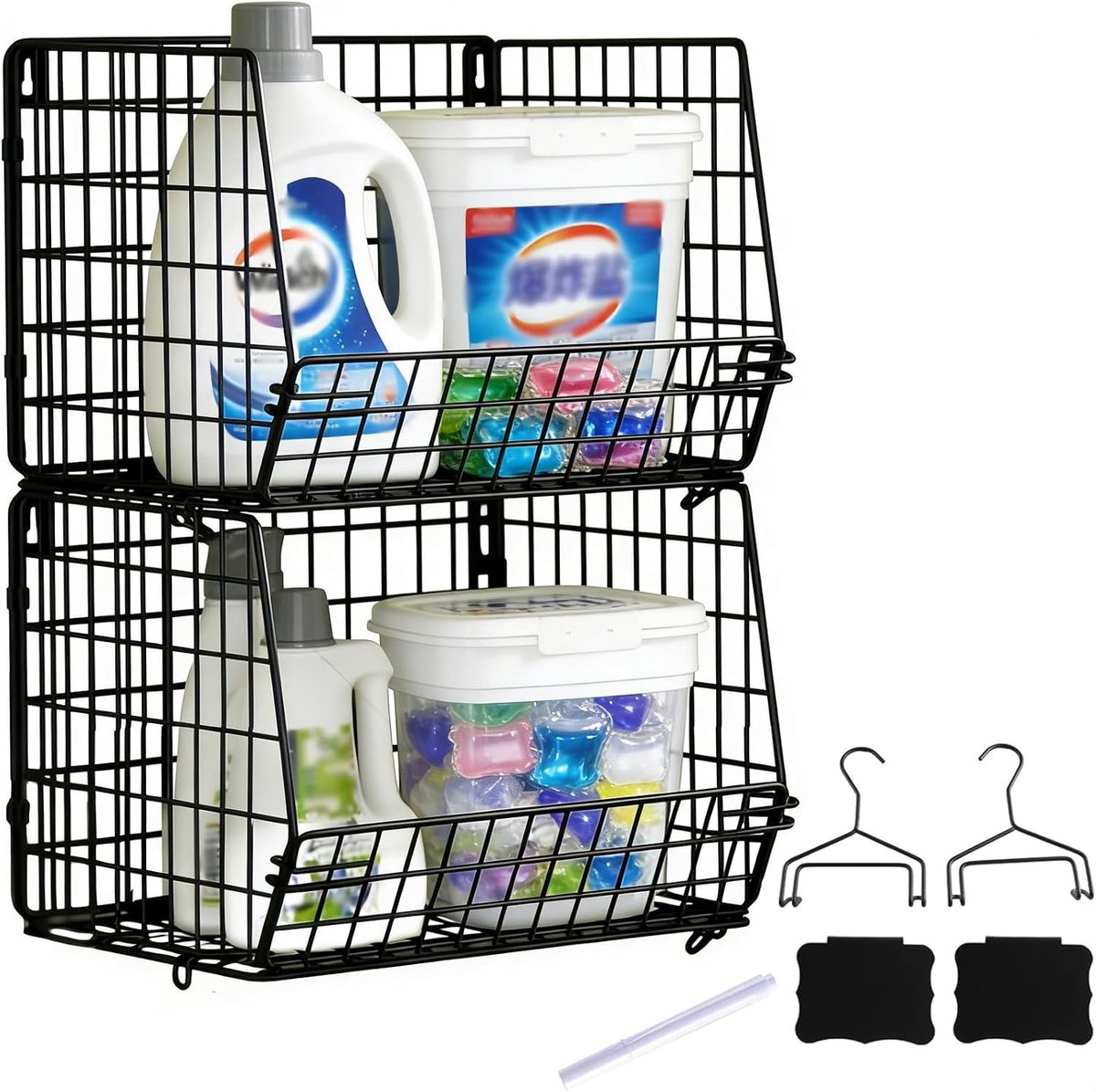 Opvouwbare Opbergmand voor Wasmiddelen en Wasaccessoires, Ideaal voor de Wasruimte, Organiseer Wasmiddelen en Kleding efficiënt