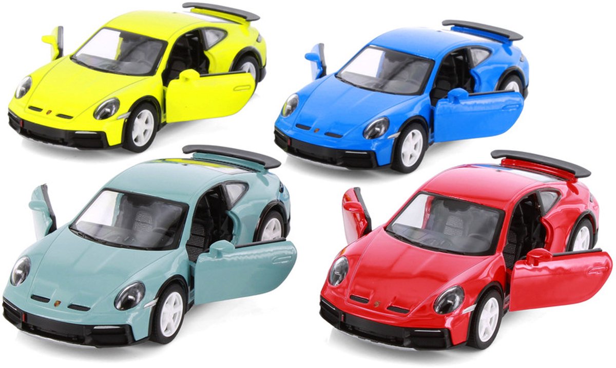 Porsche 911 Rallye - Pull-back motor - Kinsmart - Gegoten modelauto op schaal 1/36 verkoop per stuk 4 kleuren