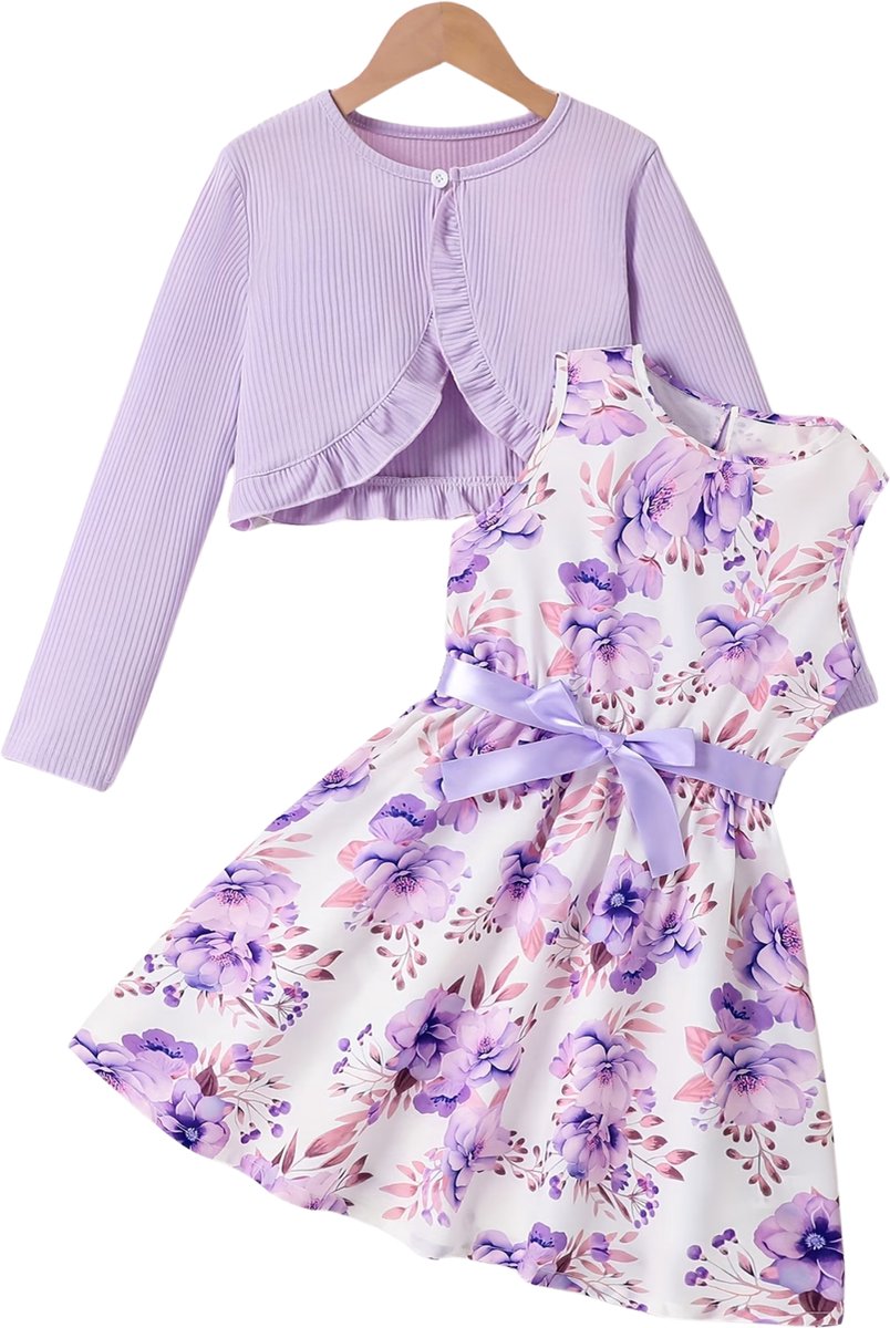 Currero Zomerjurk Meisjes Zomerjurken Kinderen Jurk Meisje Ibiza Stijl Sundress Kinderkleding 9-10 Jaar Paars
