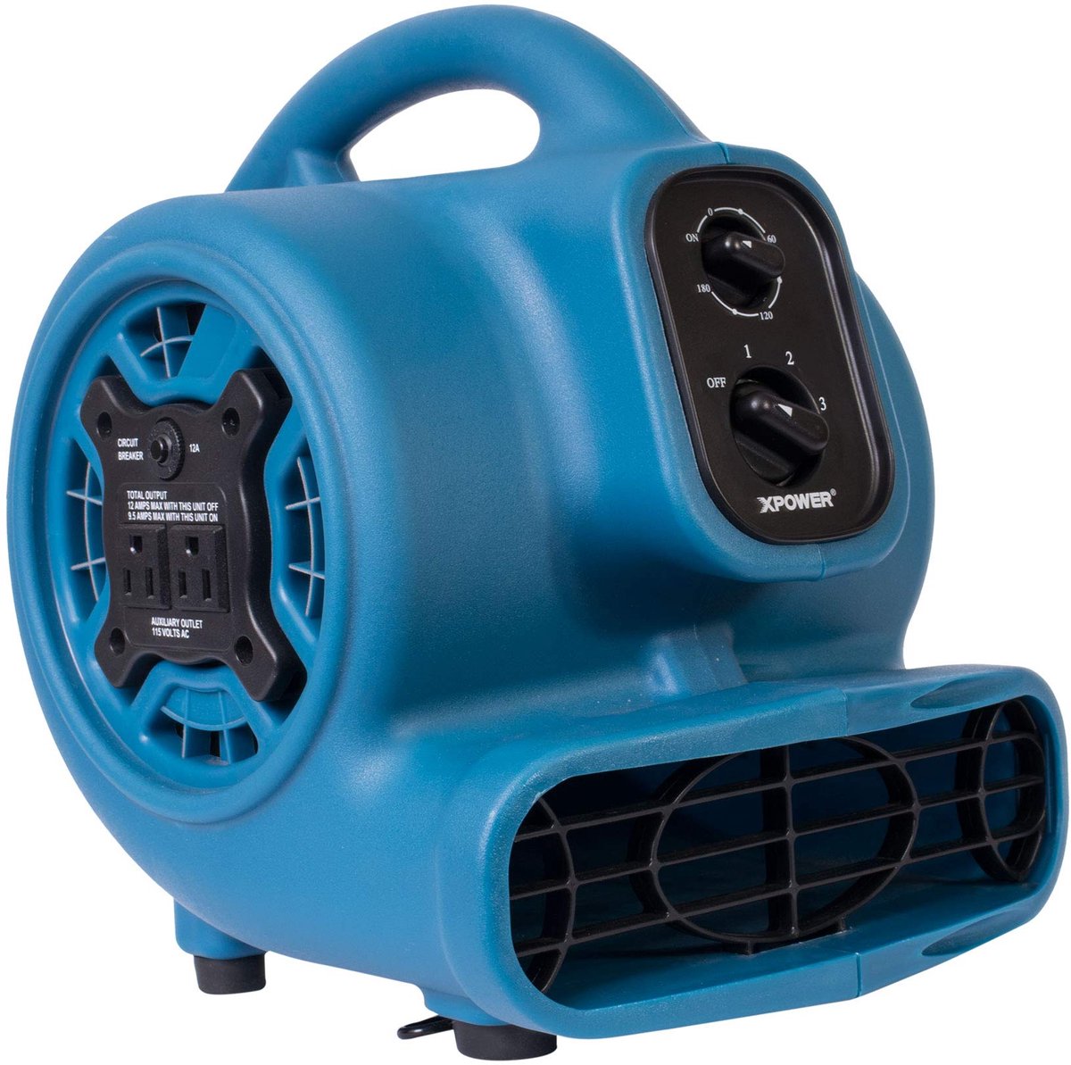 SnelShoppen - Mini Centrifugaal Luchtverhuizer 1/4 HP 925 CFM, Stapelbare Tapijtdroger en Vloerventilator met Timer en Stopcontacten, Ideaal voor Wate