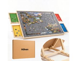 Hölven® Puzzelbord 1000 stukjes - Puzzelplaat - Puzzeltafel - Verstelbaar Puzzelbord - Puzzelbord met opbergsysteem - Portapuzzle - Puzzelplank - Puzzel bord - Puzzeltafel