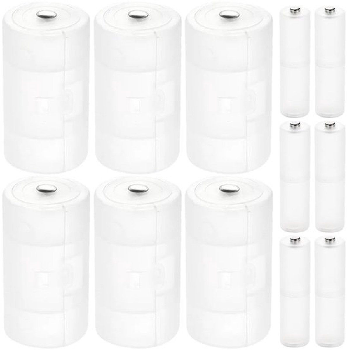 Batterij-omvormer-behuizing – 6 Stuks – Geschikt voor AA- en D-batterijen – Adapter van AAA naar AA – Handige oplossing voor batterij-omvormer