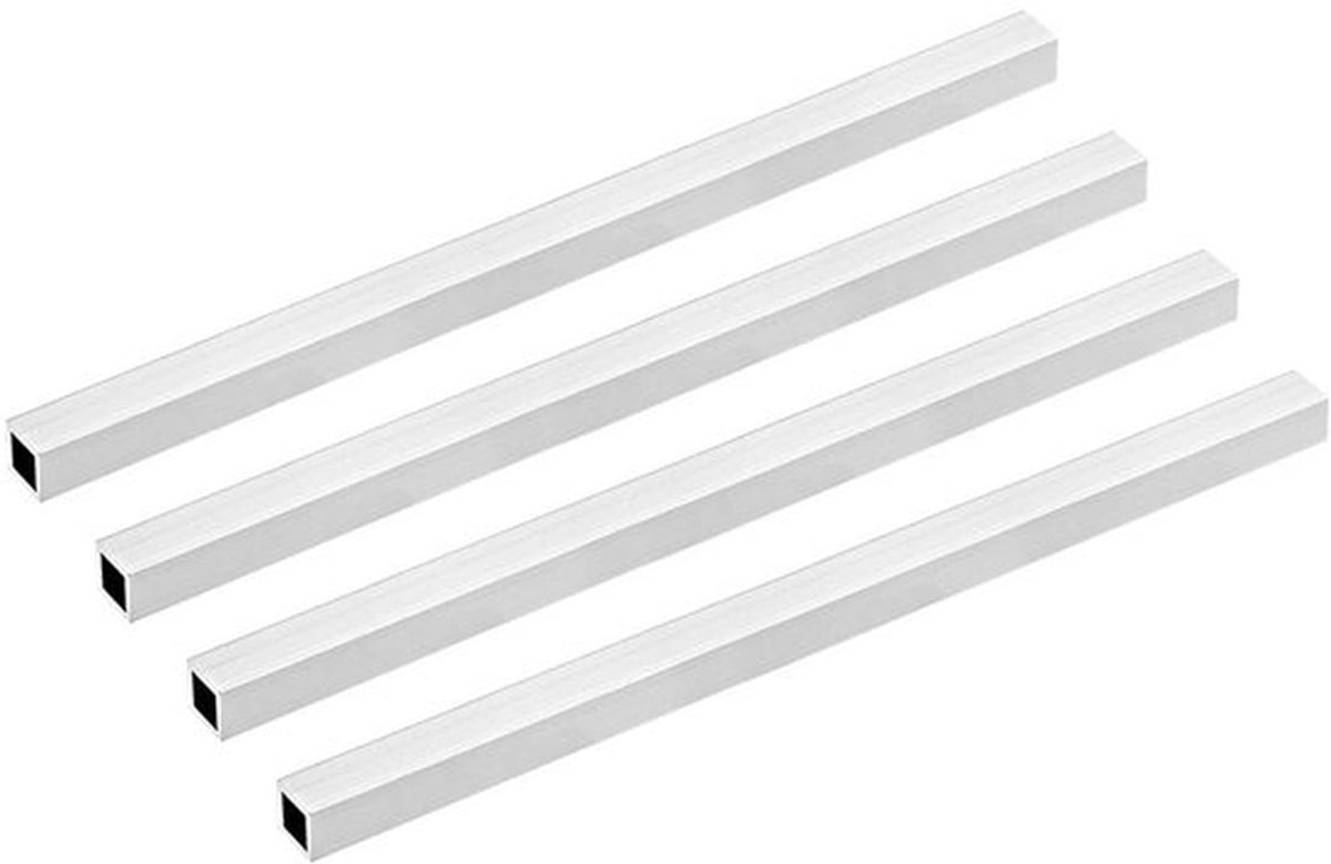Aluminium Buizen 6063 - 4 Vierkante Buizen - 15mm x 15mm x 1mm Wanddikte - 300mm Lengte - Duurzaam en Corrosiebestendig - Aluminium Profielen