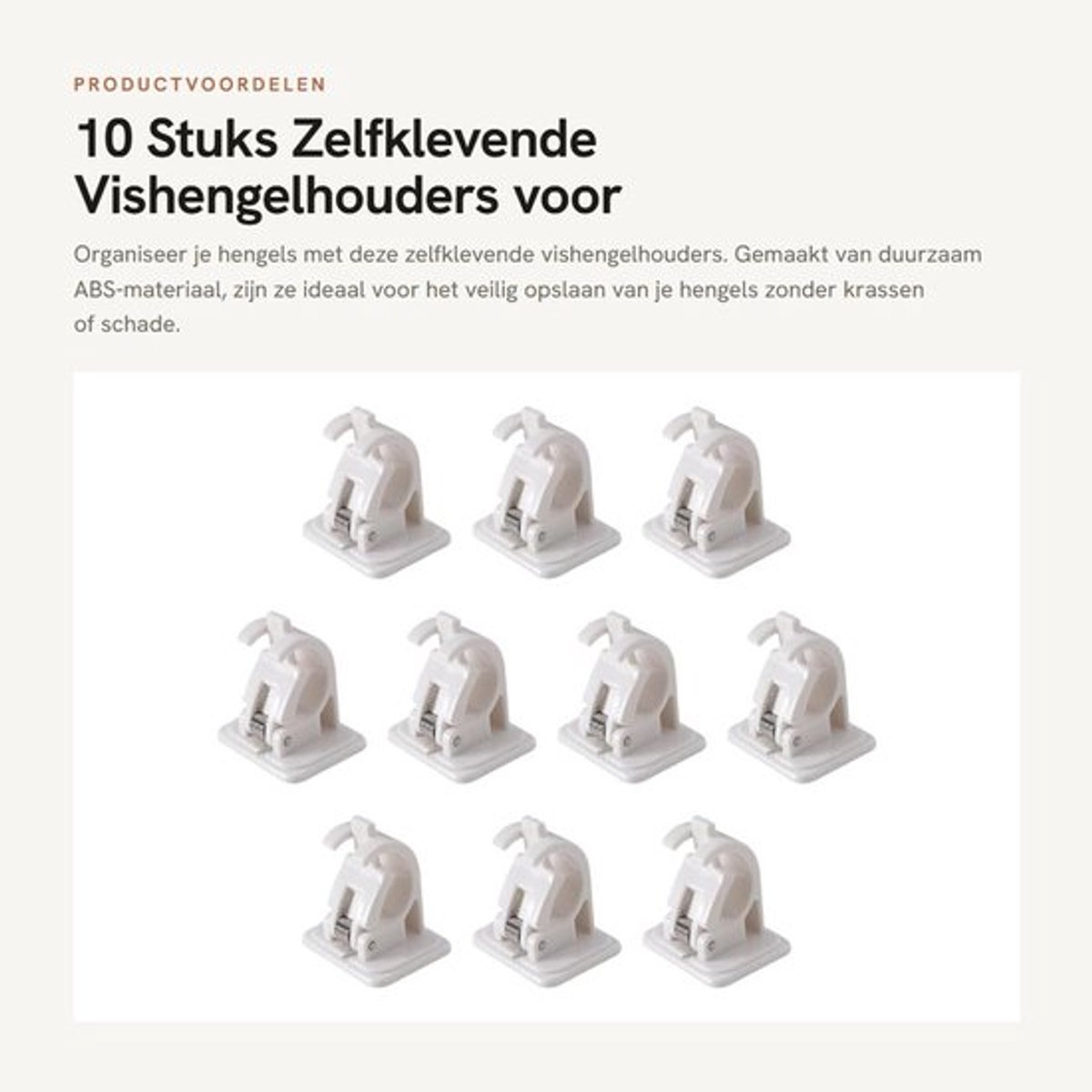 Vishengelhouder 10 Stuks - Wandhouder - Opslag - Zelfklevend - Voor Garage/Muur - Duurzaam ABS-Materiaal - Hengelhouder