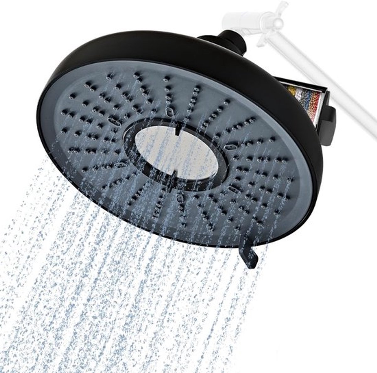 Douchekop 20cm hoge druk - Filterdouchekop - Regendouche - Wandmontage - Matte Zwart - Ver