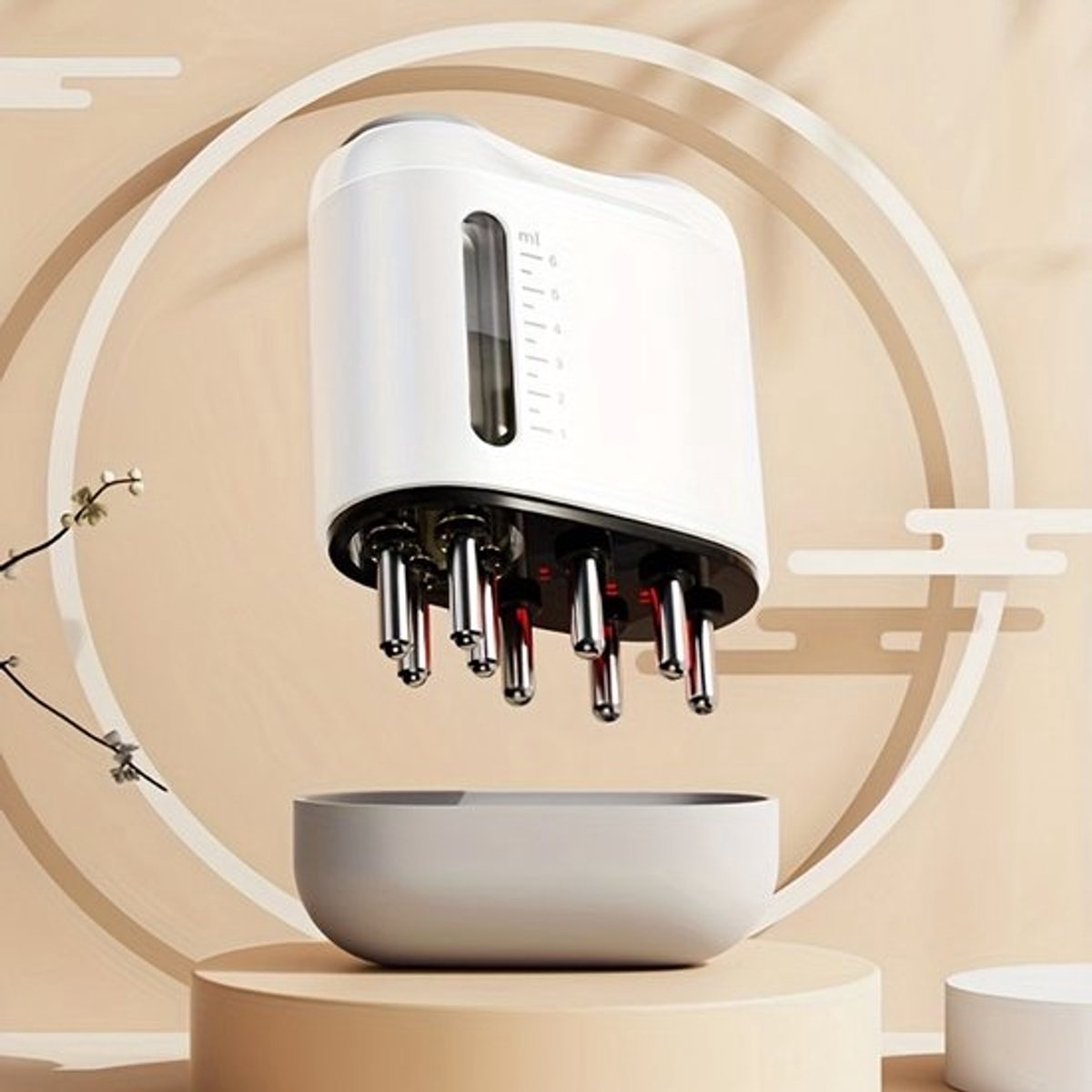 Olieapplicator – multifunctionele elektrische hoofdhuidmassagerborstel, draagbare hoofdhuidmassagerborstel, hoofdhuidborstel, geschikt voor thuis en op reis, elektrische hoofdhuidmassager