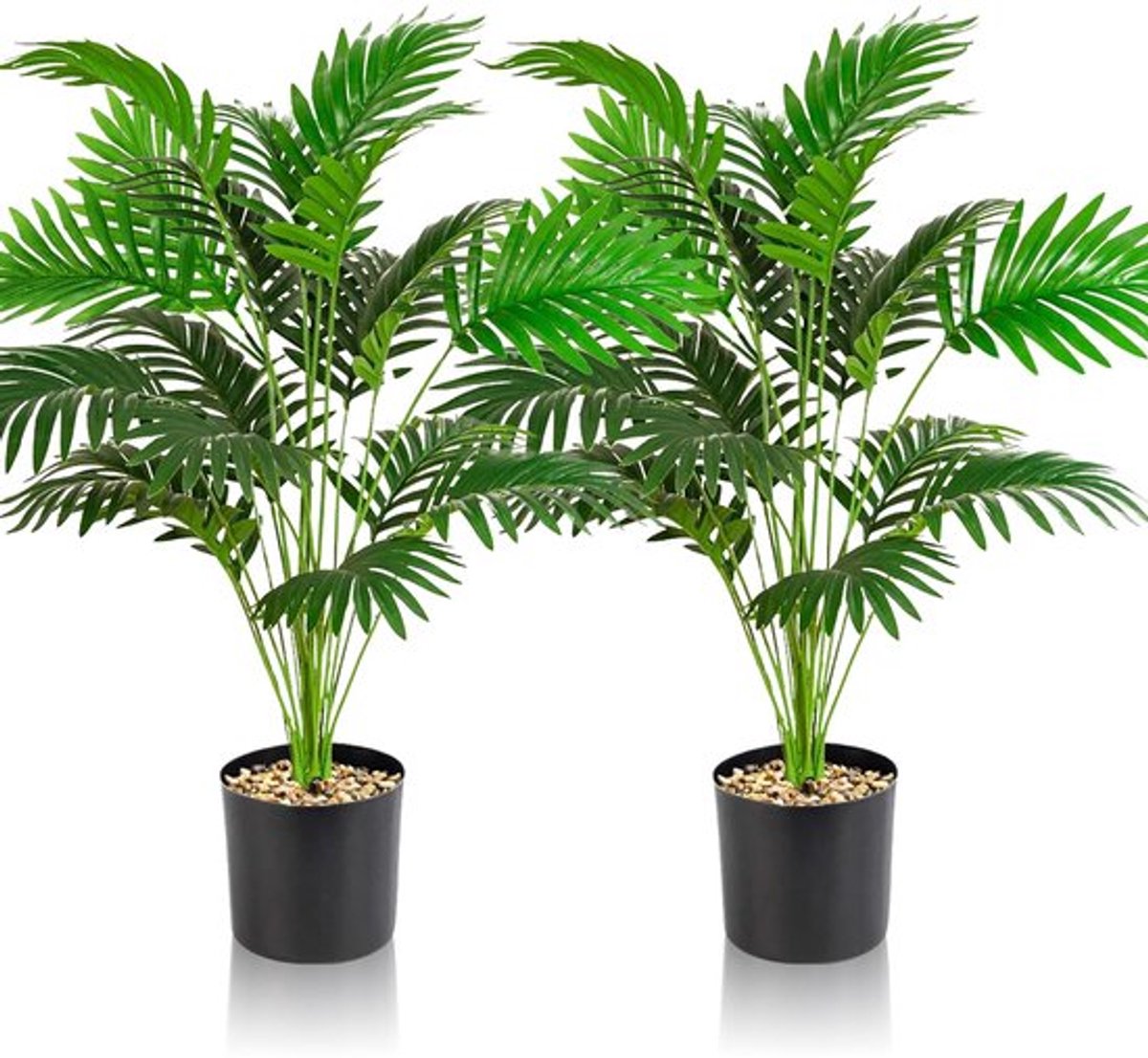 - Kunstplanten Set - Decoratieve Palm- en Bananenboom - 90 cm en 80 cm hoog - Perfect voor Thuis- en Kantoorinrichting - Set van 2 Kunstpla...