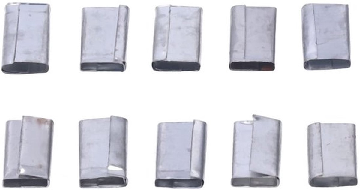 Omsnoeringsclips 1 Kg - Verpakkingsbandzegels - Duurzaam IJzermateriaal - Geschikt voor 12-16 Mm PP-Riemen - Betrouwbare Bevestiging - Ongeveer 260 Stuks