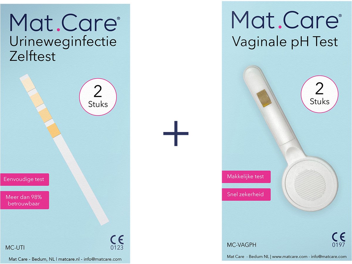 Mat Care vaginale schimmel + blaasontsteking test - set 2 x 2 testen