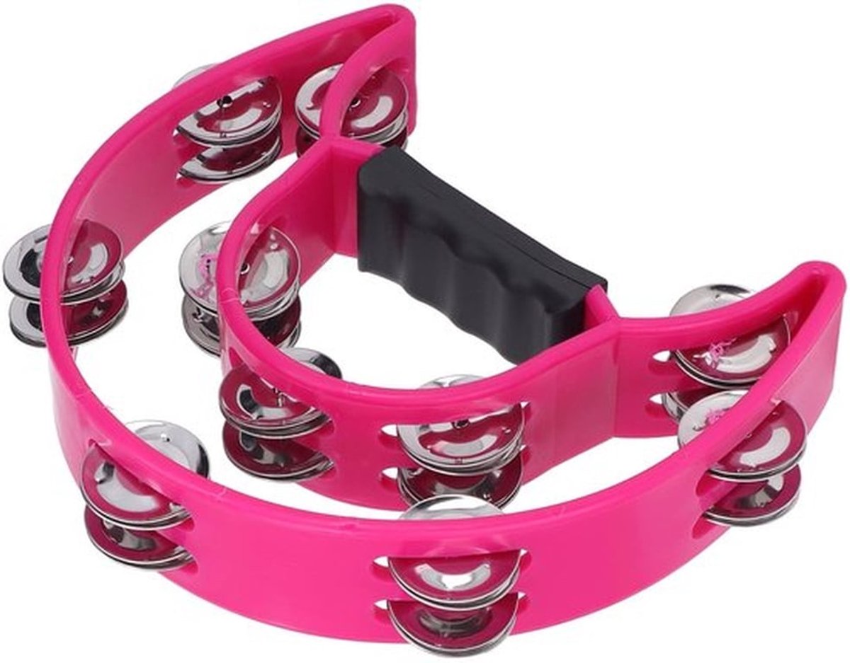 Tamboerijn Duurzaam Materiaal - Dubbele Rij Jingles - Handheld Percussie Drum - Geschikt voor KTV/Feest - Ergonomische Handgreep
