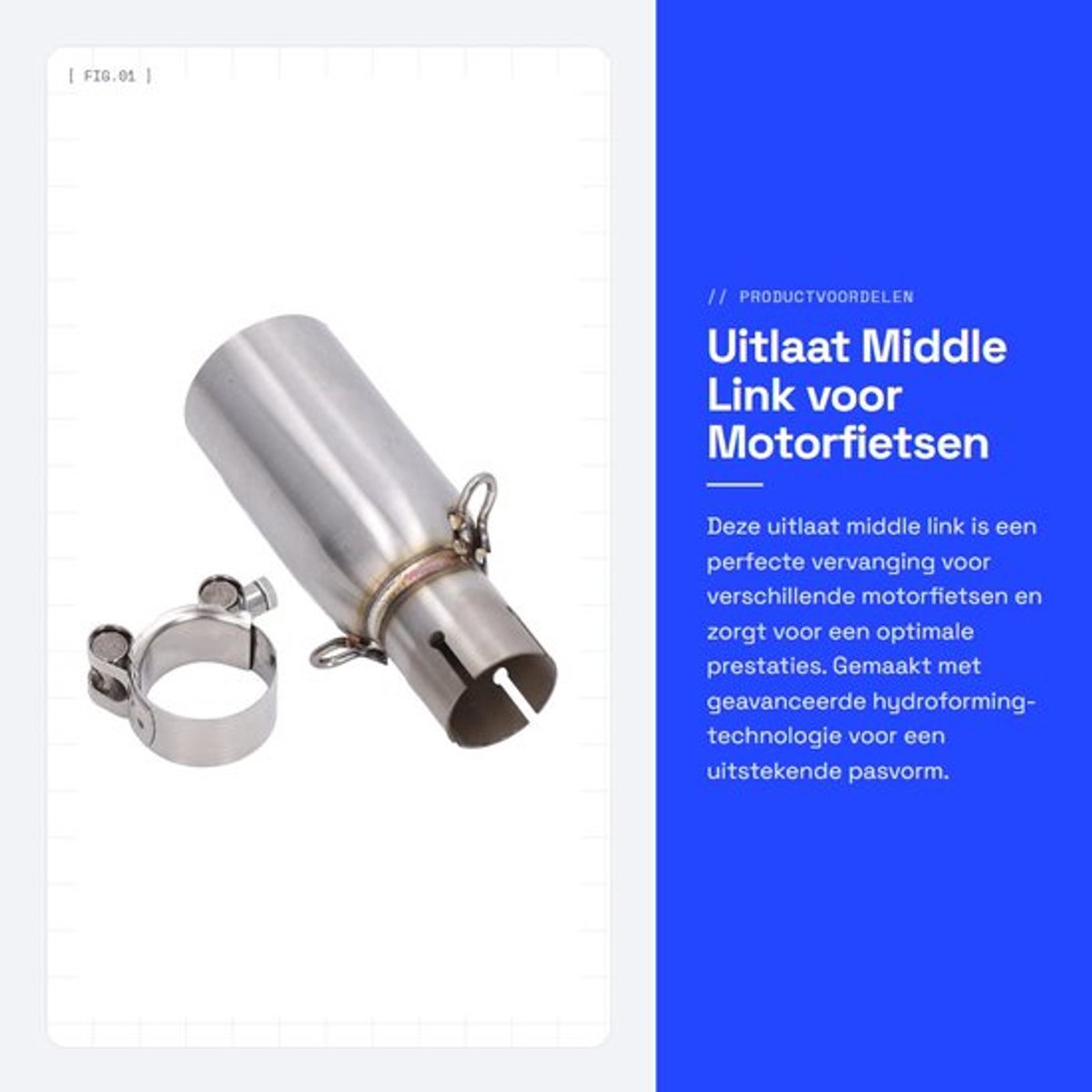 Uitlaat Middenverbindingspijp - Vervanging voor BEVERLY 125/300 - MP3 125/250/300 - Hydroforming-technologie - Hoogwaardig metaal - Glanzend oppervlak - Uitlaatpijp