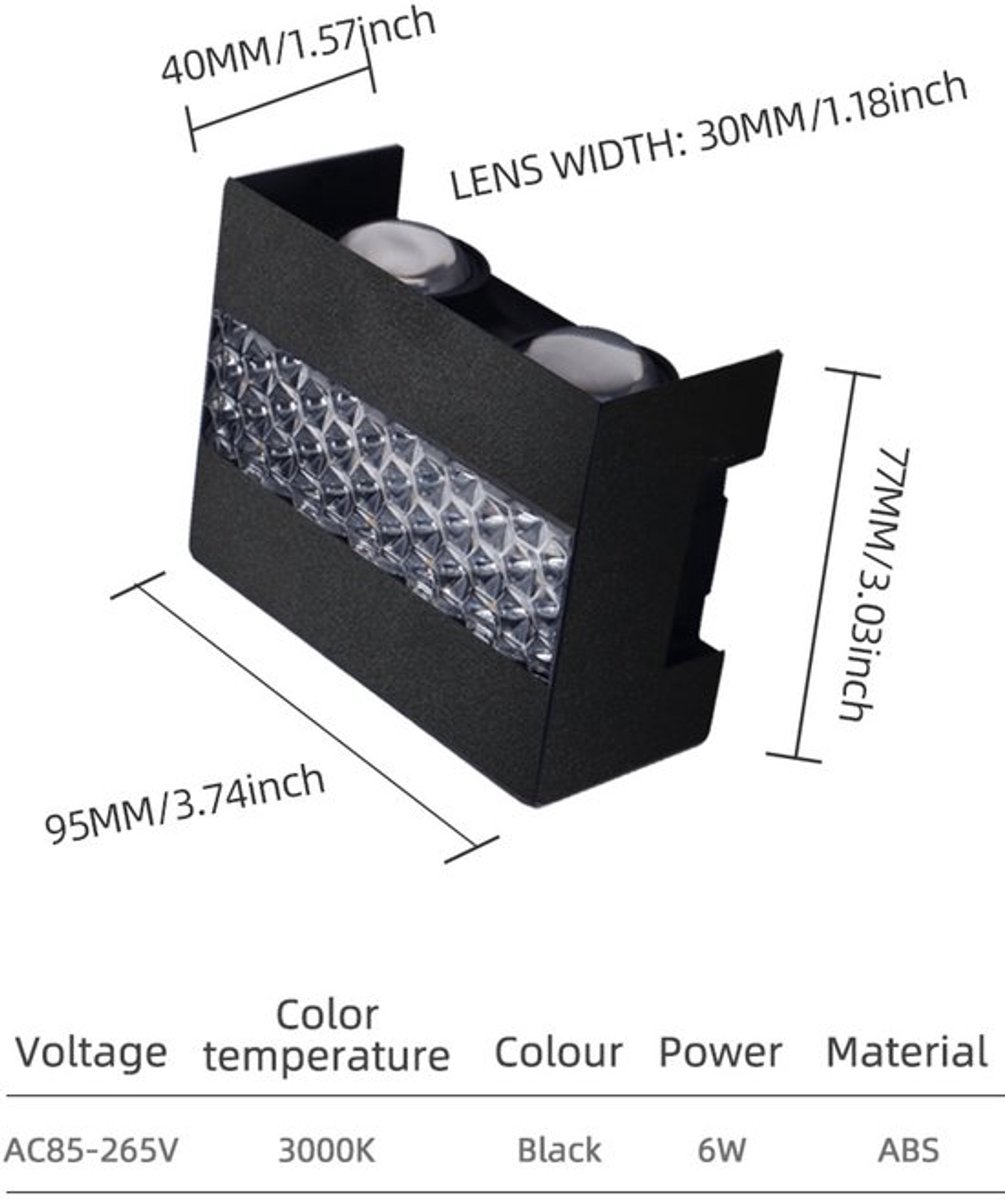 2 stuks moderne, minimalistische zwarte terraslamp, waterdichte buitenwandlamp, hotel/hal/