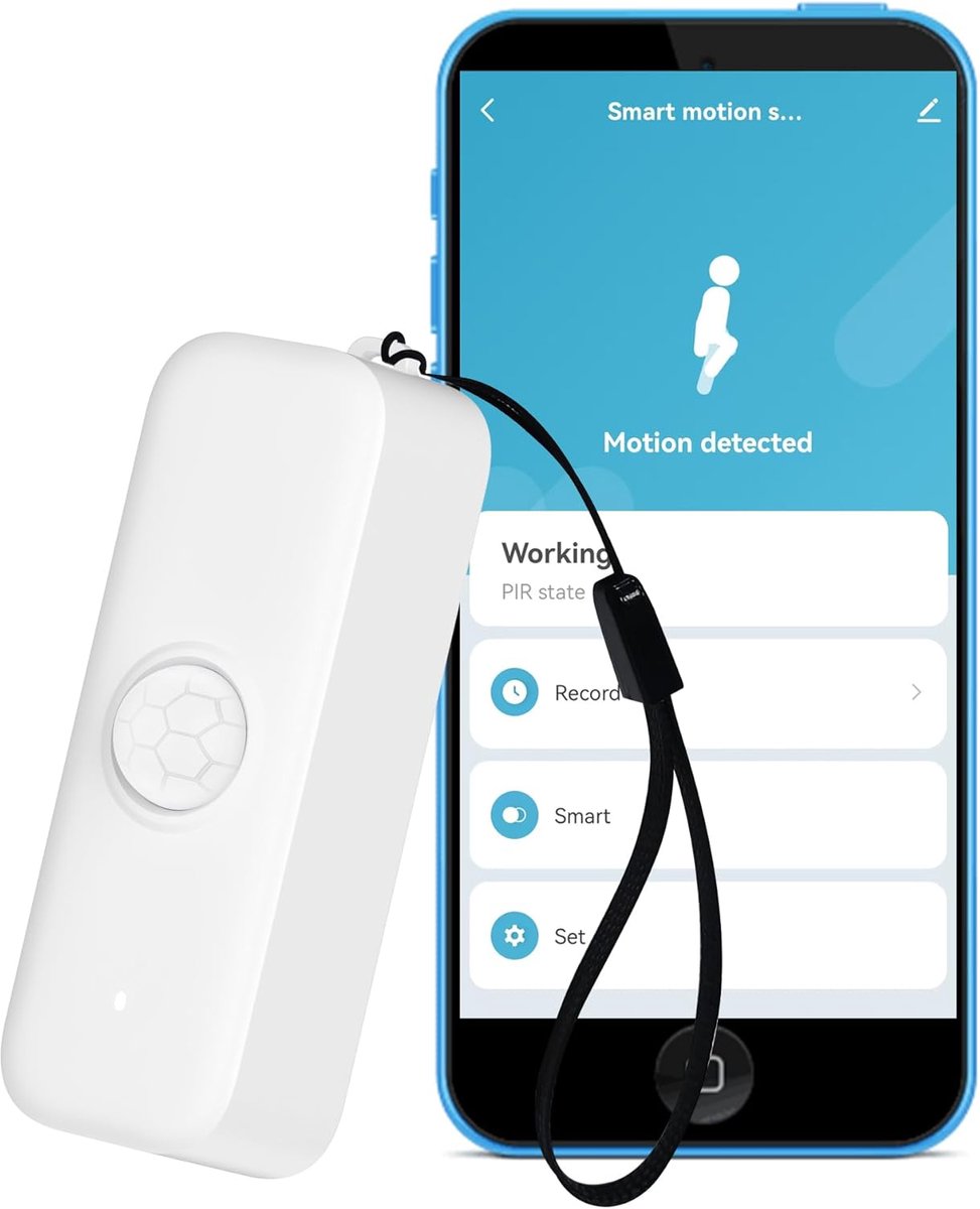 SnelShoppen - Wi-Fi Bewegingssensor - Slimme PIR Infrarood Bewegingsdetector voor Alarm Systeem en Slimme Woningautomatisering, App Monitoring, Alexa