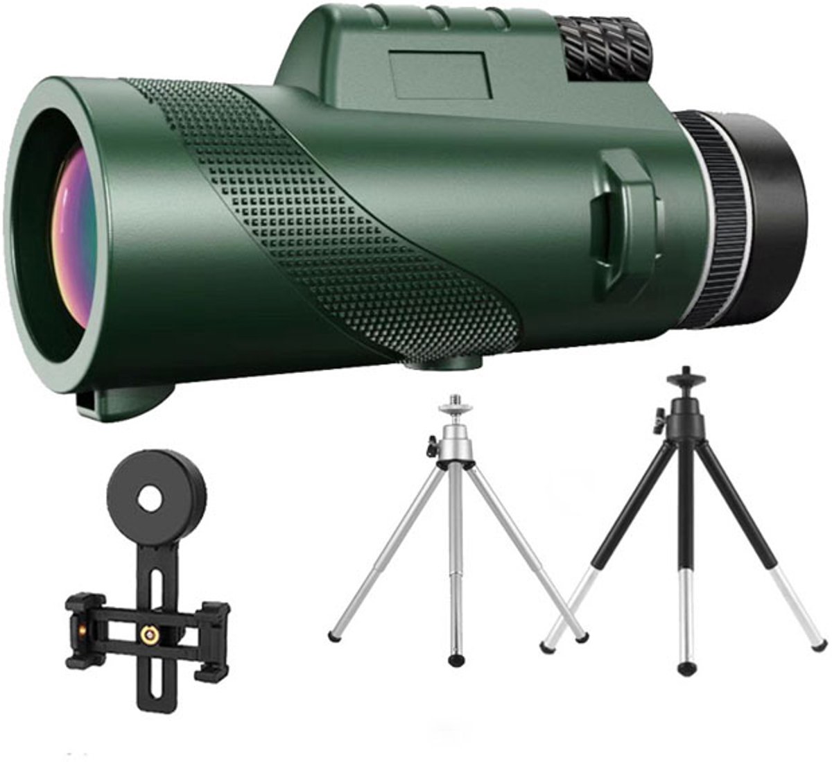 KZQ Monoculairs & Verrekijkers - Waterdichte verrekijker met statief en telefoonhouder - Geschikt voor wandelen, concerten - 80x100 zoom - Groen