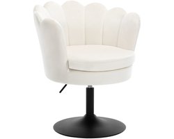 Joorly Stoel - Kaptafel Stoel - Kapper Stoel - Fauteuil - Kleedstoel - Kleding stoel - Slaapkamer stoel - Hoogte verstelbare stoel - 360 graden draaistoel - Verstelbaar - Fluweel - Velvet - Beige