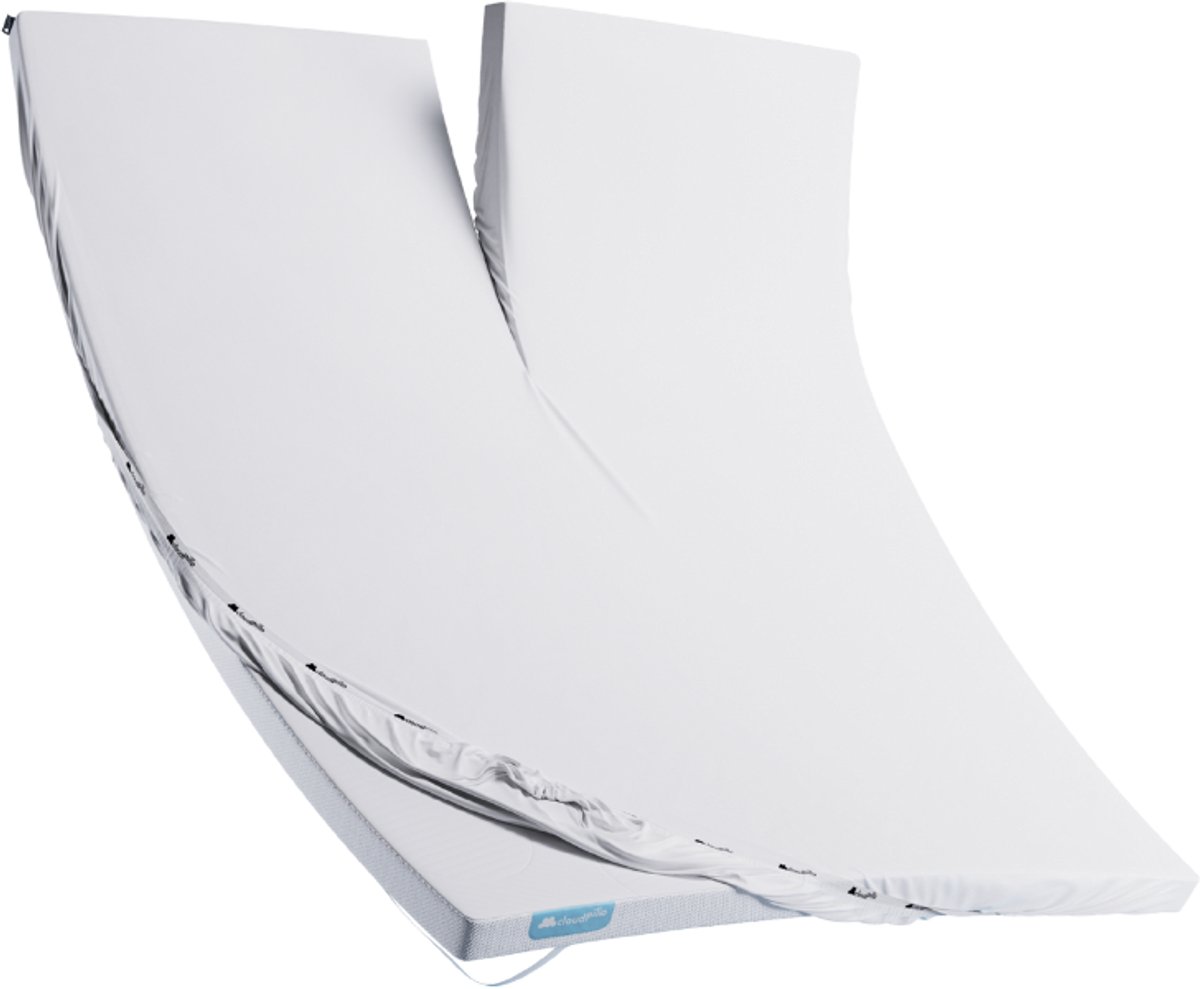 Cloudpillo Split Topper Hoeslaken -Cloudy White - 160x200 cm - Ventilerend, Elastisch, Zijdezacht en Antibacterieel - OEKO-TEX Gecertificeerd Katoen