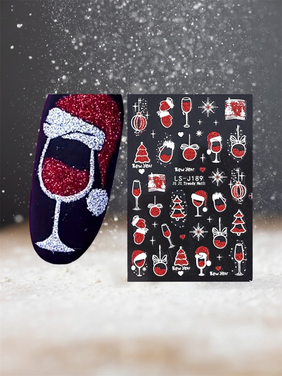 Nagelstickers Kerst (Christmas Nail Stickers) nr 189 (2 Stickervelletjes) 9.6 x 6.4 cm