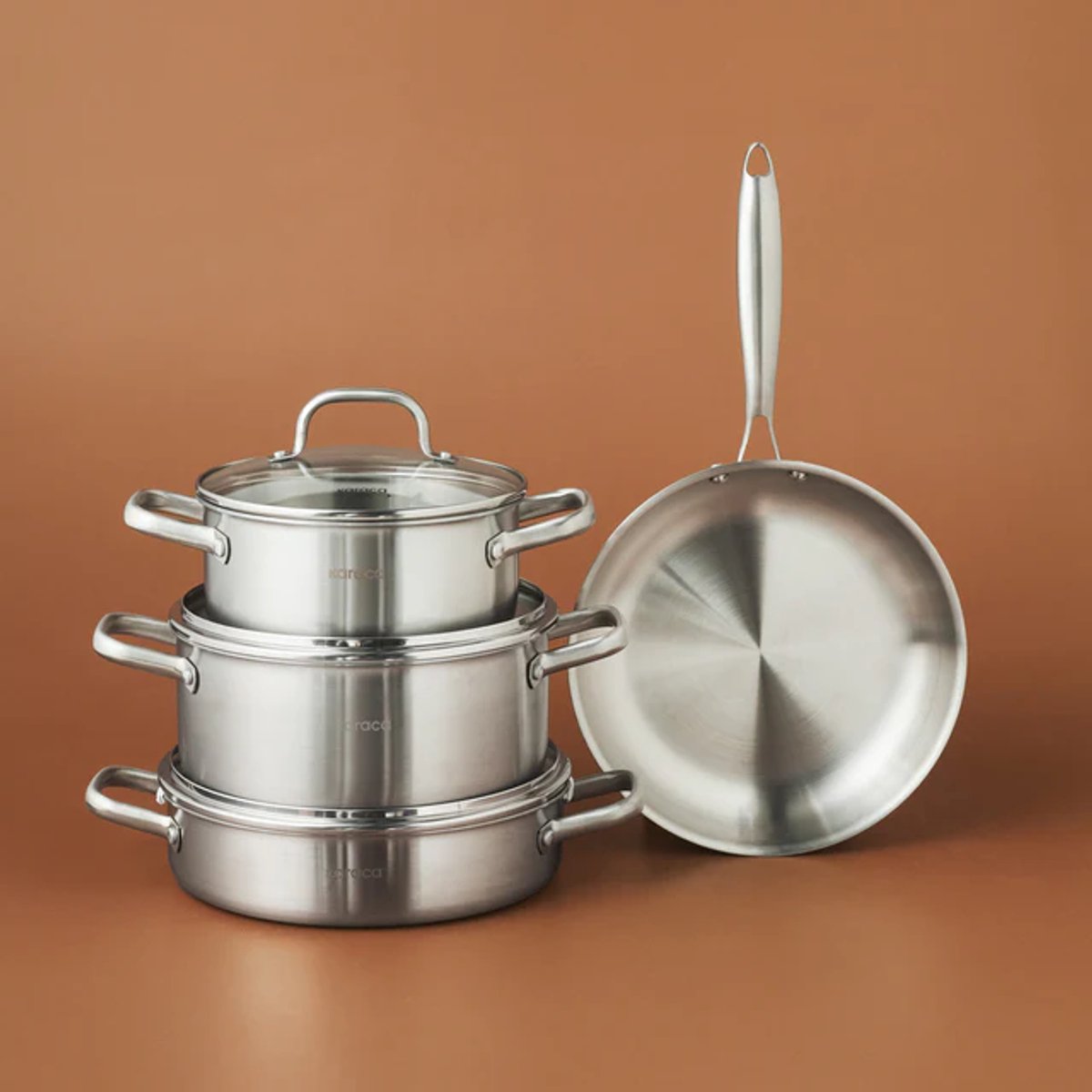 Karaca Power Steel 316+ Akita 3Ply - 7-Delige RVS Pannenset – 316+ Roestvrij Staal – Inductie – 75 Jaar Garantie
