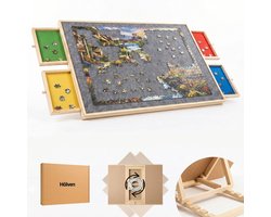 Hölven® Puzzelbord 1000 stukjes - Verstelbaar & Draaibaar Puzzelbord - Puzzeltafel - Puzzelplaat met opbergsysteem - Portapuzzle - Puzzelplank - Puzzel bord