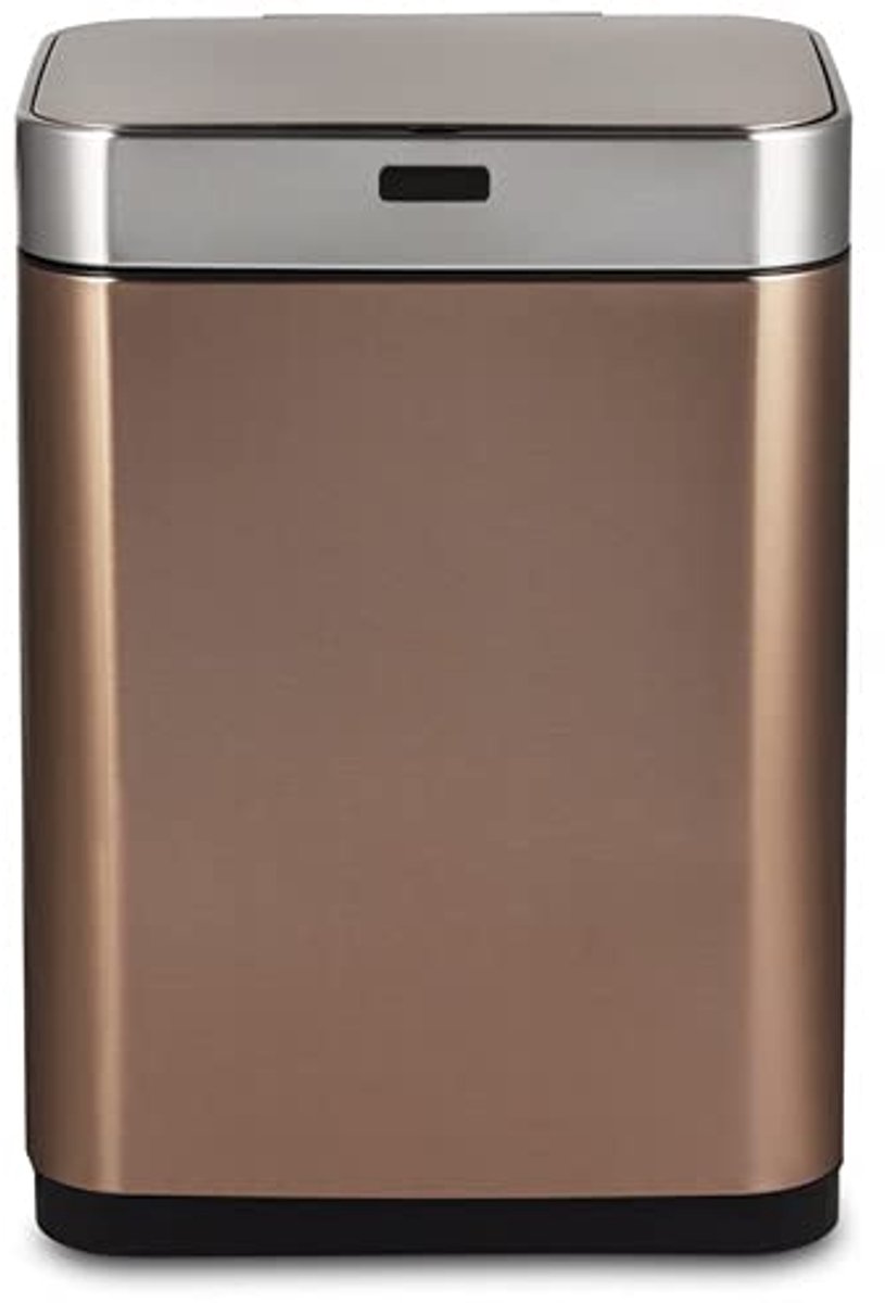 SnelShoppen - Gouden Prullenbak met Sensor 60L - RVS Vuilnisemmer met 2 Scheidingsringen - Intelligente Afvalemmer voor Keuken en Feest
