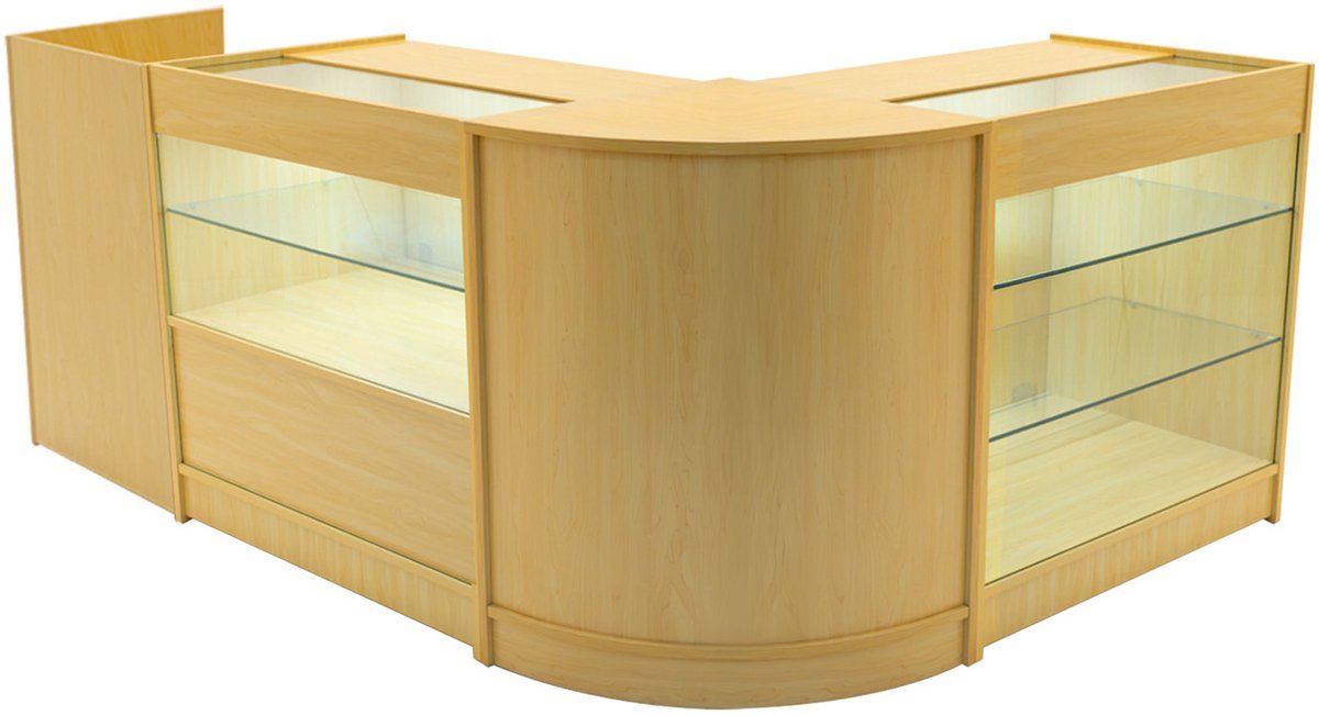 Vega led winkel toonbank set - esdoorn - 90x60 & 60x60cm - set van 4