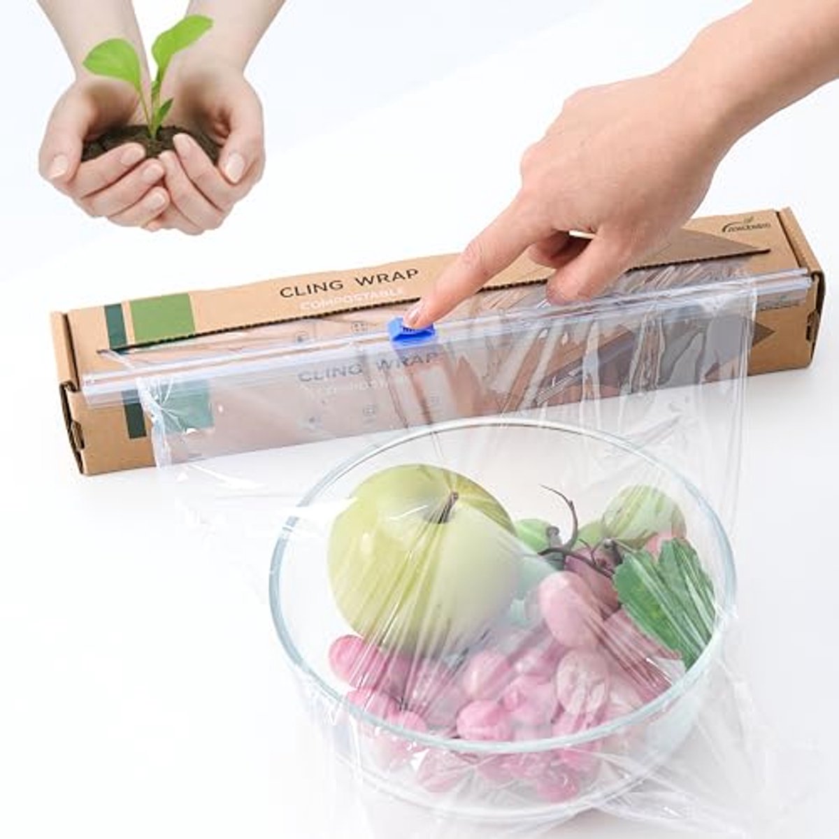 SnelShoppen - Composteerbare Vershoudfolie 30 cm x 61 m - Transparante Keukenfolie - Geschikt voor Magnetron en Vriezer - Duurzaam en Milieuvriendelij
