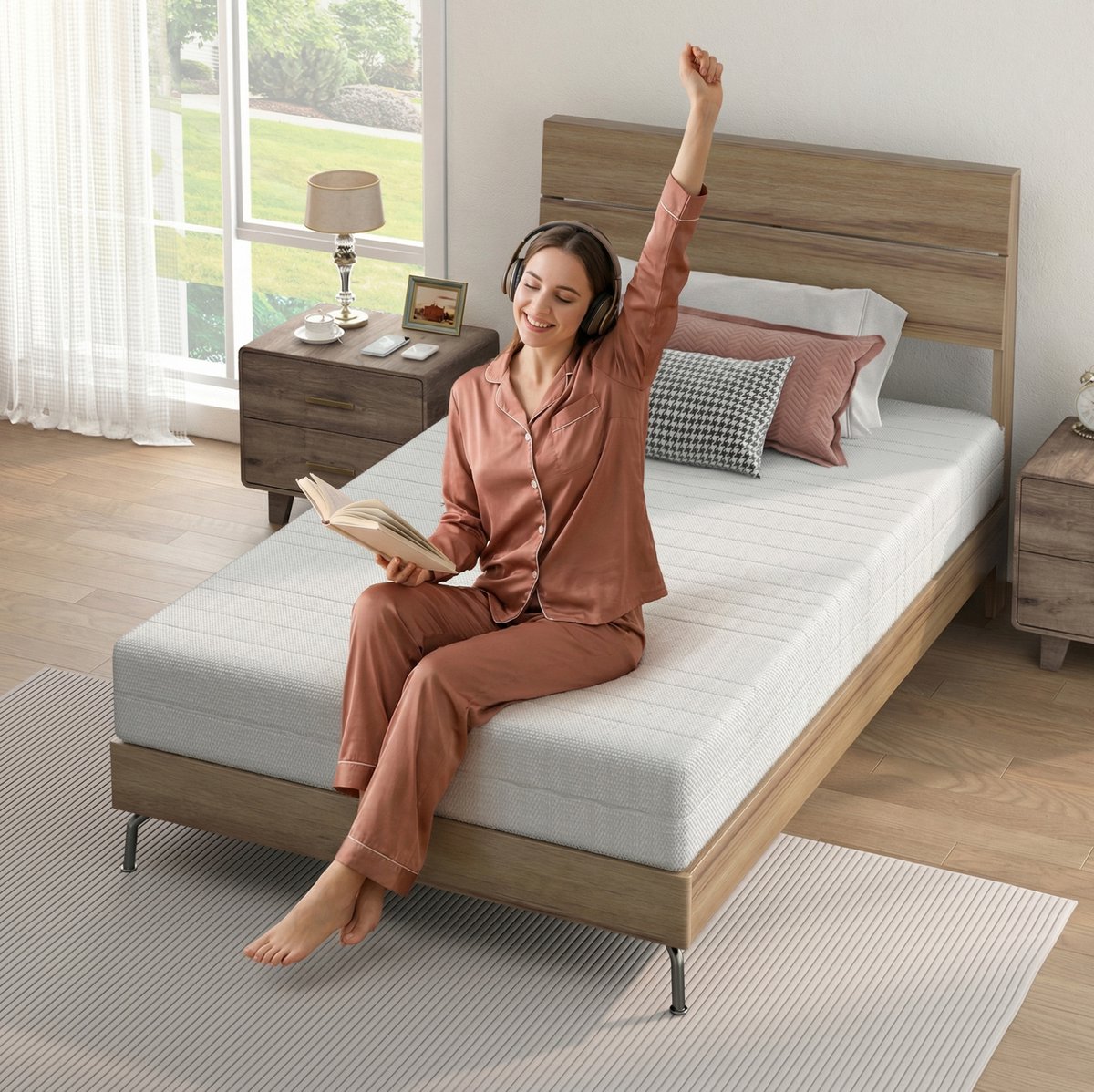 Matras 90x200 cm - Ergonomisch Koudschuimmatras Van 20 cm Hoog - Gemiddeld Ligcomfort - Afneembare 3D Hoes - Wit
