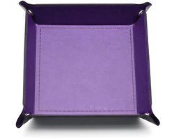Joya Dice® Dice Tray geschikt voor het spelen van Dungeons and Dragons | D&D DnD | Opvouwbare Dobbelsteenbak 22 x 22 cm | Faux Leren Dicetray | Dice Rolling Tray | Beschermt Tafel & Speelmat | Zwart Paars