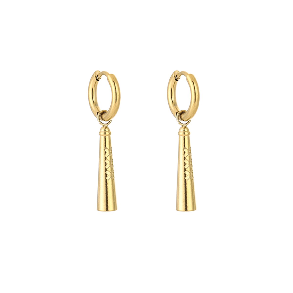 Stainless Steel Amsterdammertje Charm Huggie Hoops – Luxe Amsterdammertje Oorringen – RVS - Goud