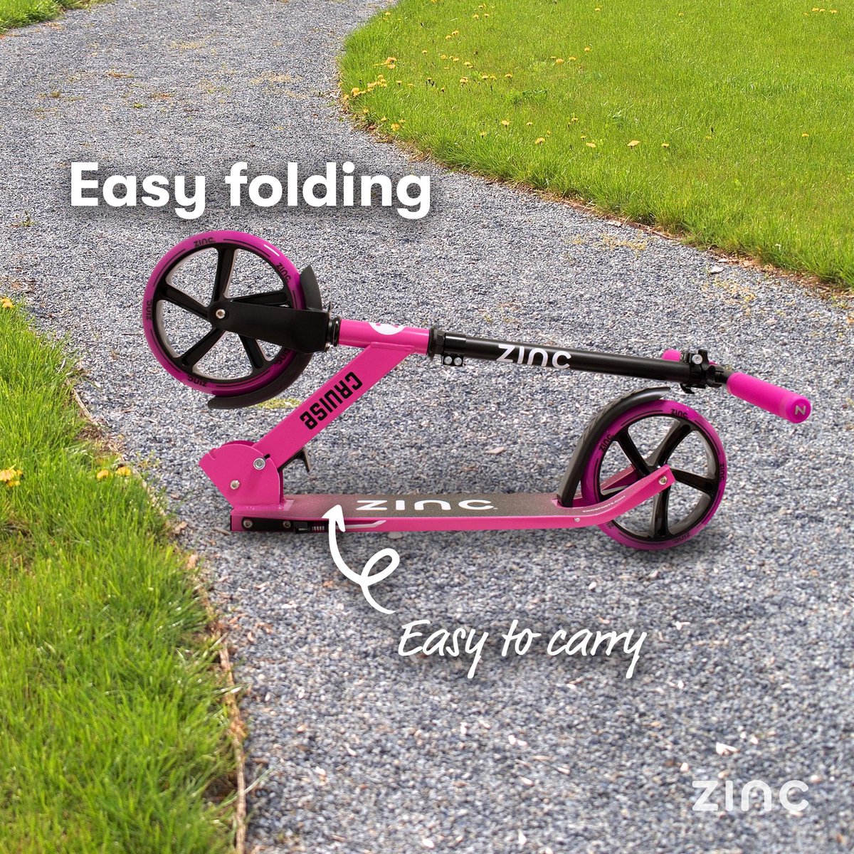 SnelShoppen - Opvouwbare Scooter Roze en Zwart - Lichtgewicht Aluminium Frame, In Hoogte Verstelbaar, Forenzenstep met Grote Wielen en ABEC 7 Lagers -