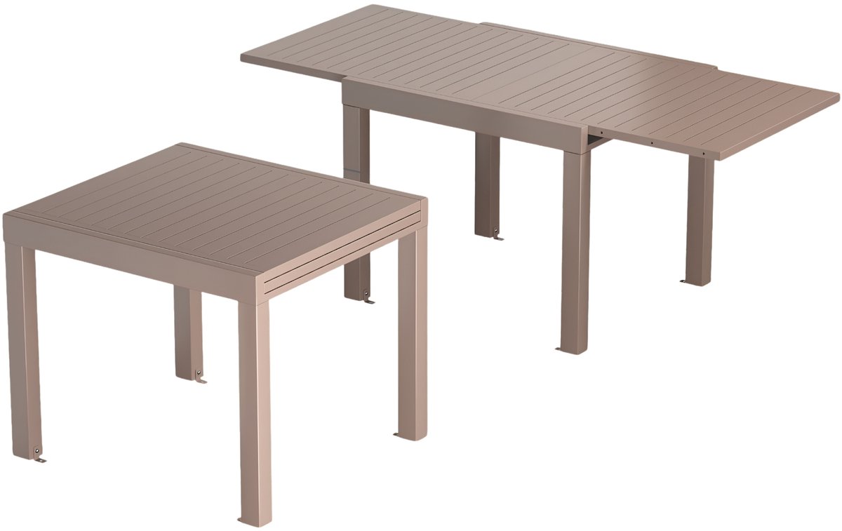 Multifunctionele Uitschuifbare Aluminium Tuintafel 160 × 80 cm – Weerbestendige Eettafel voor Tuin, Terras en Feesten – Bruin