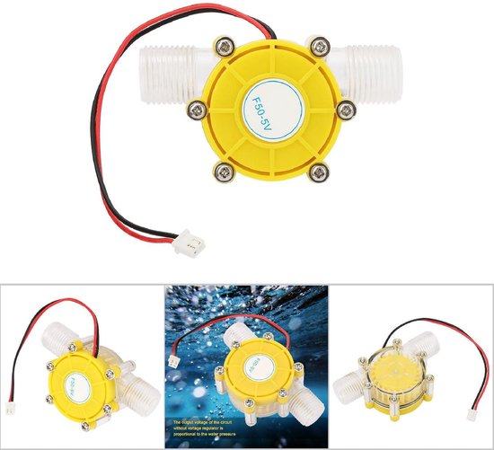 Hydro-elektrische Pomp - Waterkracht Generator - Hernieuwbare Energie - Laag Geluidsniveau - 12 x 10 x 4 cm - Transparant Geel — afbeelding 2
