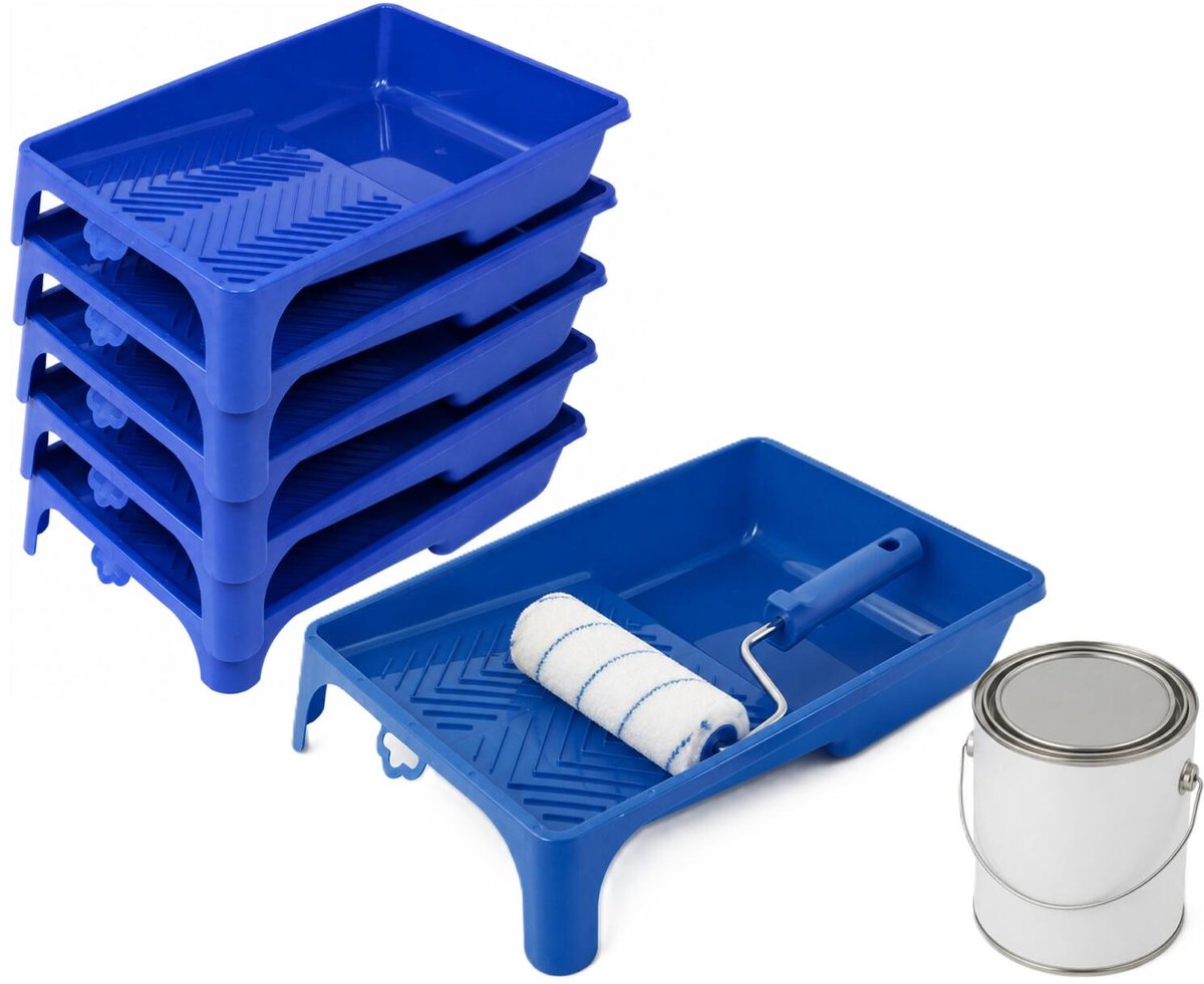 Sorex Verfbak - 6x - voor verfrollers tot 18 cm - blauw - stevig kunststof