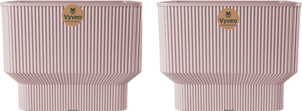 Vyveo - Bloempot Ciro - Set van 2 - 31x24 - Taupe - Bloempot voor binnen en buiten - Lichtgewicht - Breukbestendig - Vorstbestendig - UV-bestendig