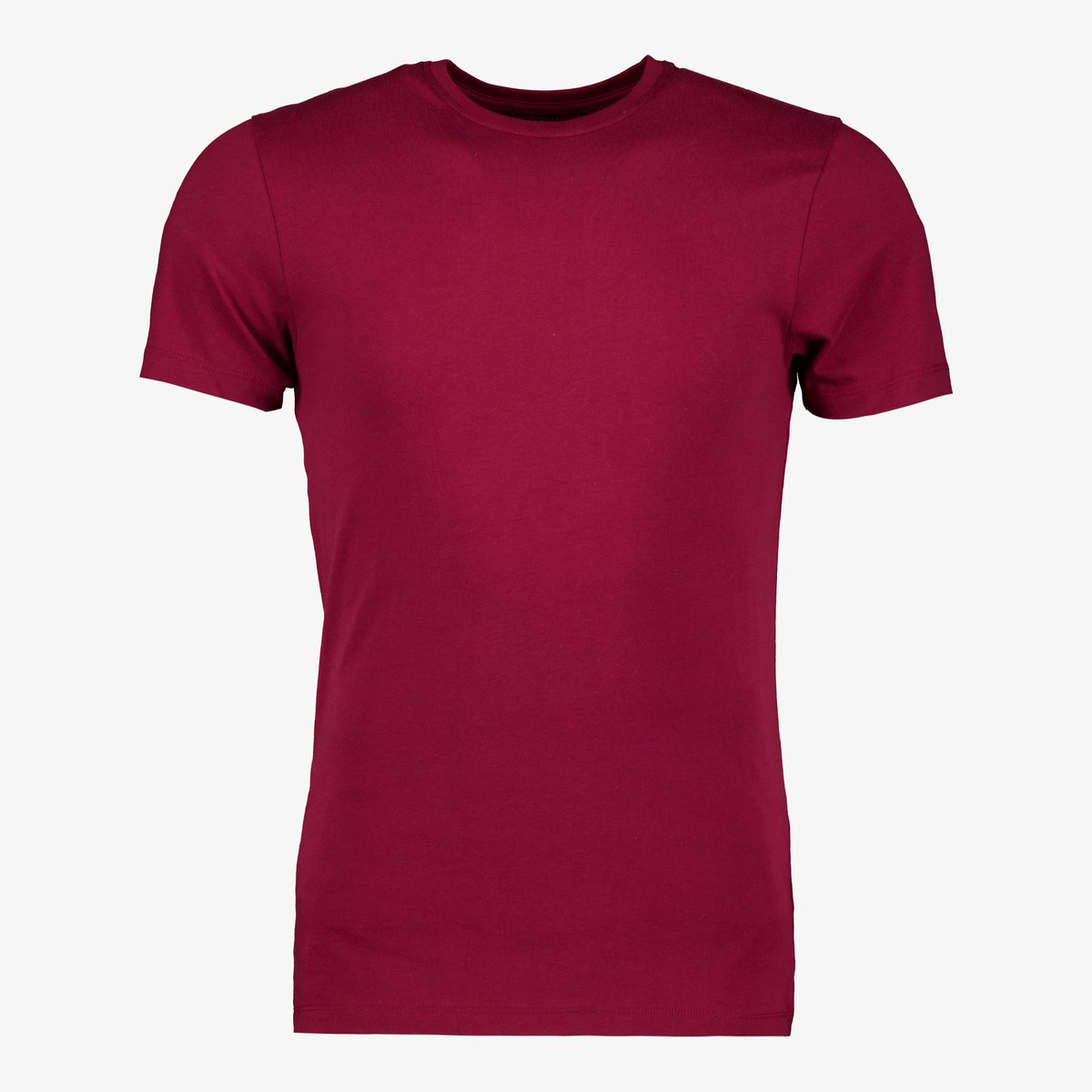 Unsigned heren T-shirt bordeauxrood katoen ronde hals - Maat XL