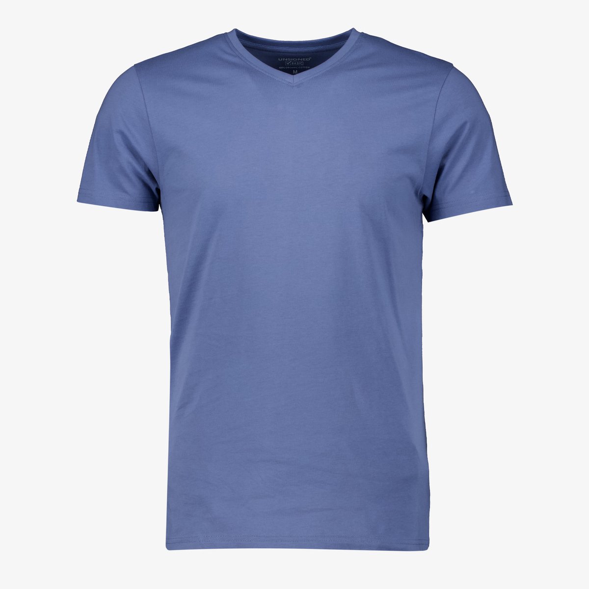 Unsigned heren T-shirt blauw met V hals - Maat L