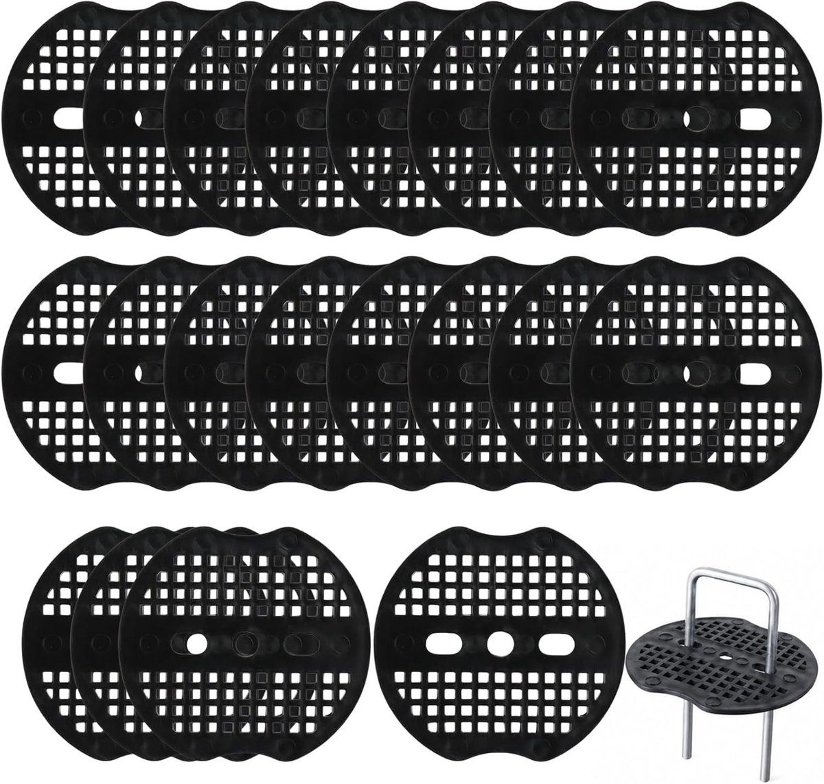 Set van 20 flexibele dempingsringen voor grondankers, ideaal voor tuinieren, mulchen en hekbevestiging, 68 x 6,35 mm