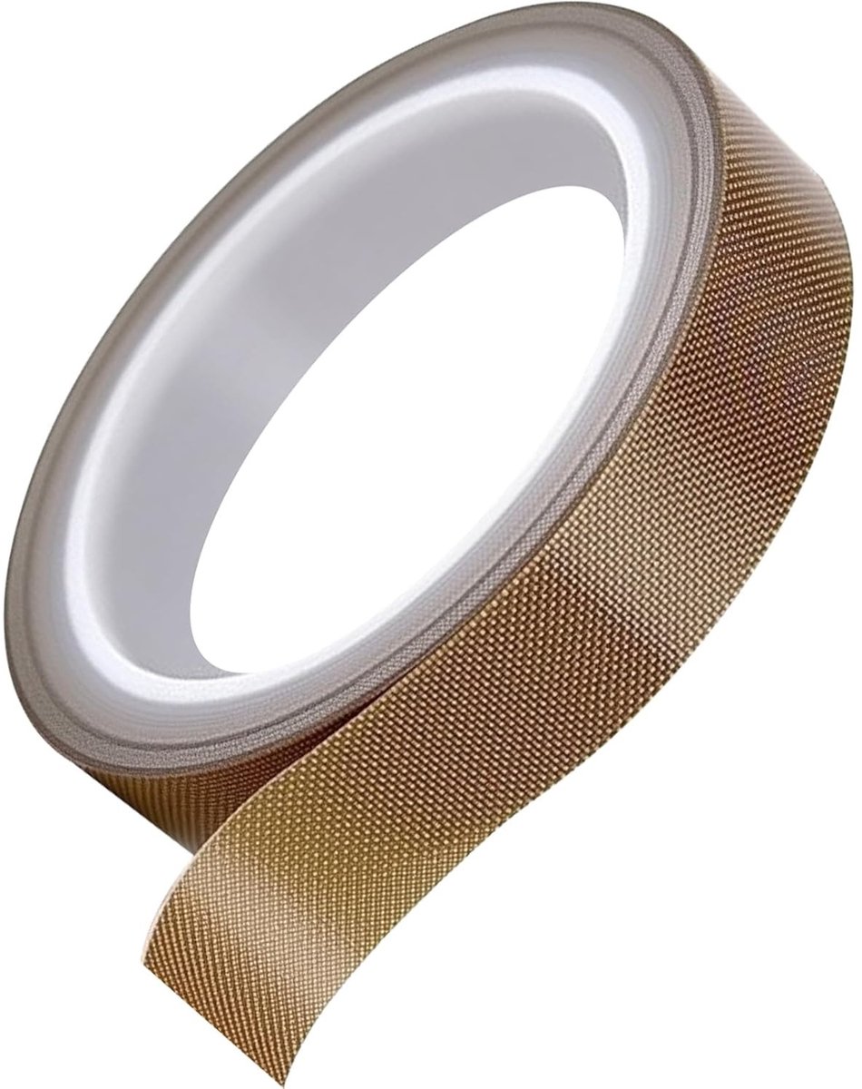 Hittebestendige Teflon Lijmtape 19 mm x 15 m voor Vacuümverpakking, Hand- en Pulsverzegeling, PTFE Hoge Temperatuur Tape