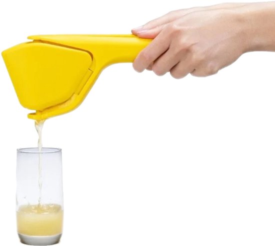 Zirkle Professionele Opvouwbare Citroenpers & Limoenpers - Handmatige Citruspers met Hefboomwerking en Ingebouwde Zeef - Compact, Ruimtebesparend Ontwerp - Kunststof - 23 cm - Geel van Zirkle — afbeelding 2