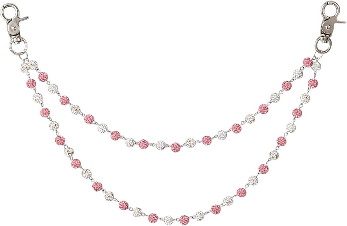 Jean Broek Ketting Portemonnee Tas met Rood en Kralen Steentjes in Boho Stijl voor Vrouwen en Mannen, Ideaal als Accessoire voor Elke Gelegenheid